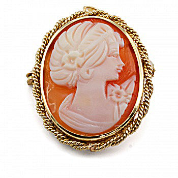 9ct gold Cameo with pendant bale, Brooch